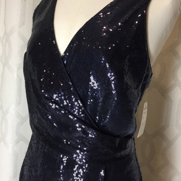 NWT Vince Camuto Navy Sequin Evening Dress, Sz 14 - Picture 5 of 8